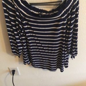 Off the shoulder striped shirt